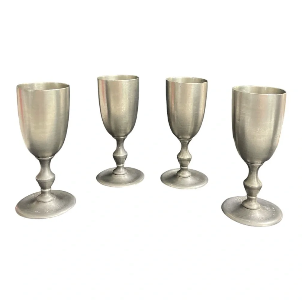 Vintage Peltro Metalars Italy Pewter Chalice Goblets Set of 4 Gothic